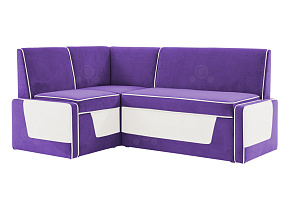 Кухонный угловой диван Лувр Комби с ящиками фиолетовый + белый