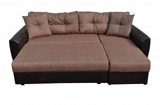 Угловой диван Амстердам рогожка коричневая Фотодиван в разложенном виде