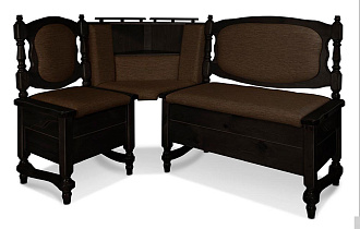 Кухонный диван из массива Картрайд с углубленным ящиком угловой цвет: венге