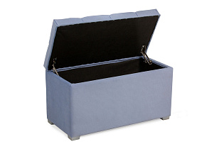 Банкетка Мишель Бител обивка велюр цвет голубой открыт ящик под сидением общий вид